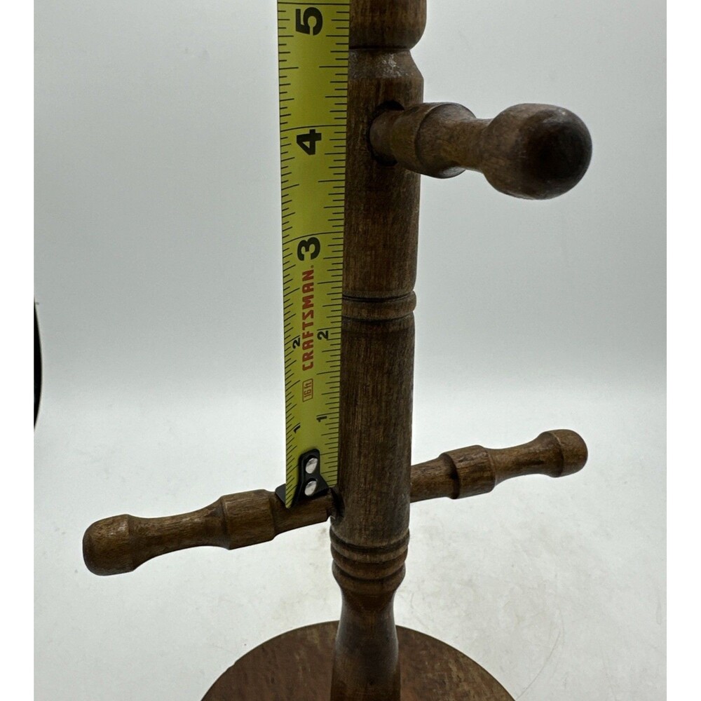 Vintage Wooden Mug Tree Holder Dark Wood 4 Pegs 11” - Picture 16 of 16